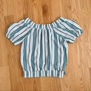 Off the shoulder stripped cropped top